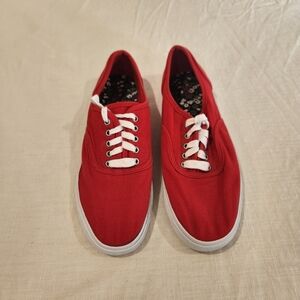 Mossimo Y2K Red Canvas Sneakers with White Laces Womens Size 11